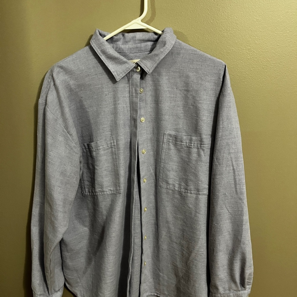 Loft Lavender Flannel Button-Up Shirt, XL